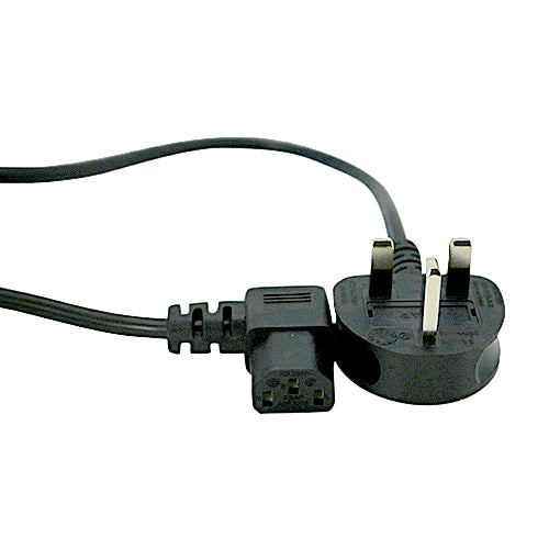 UK (5Amp) - Right Angle IEC C13 Black PVC 0.75mm Power Lead