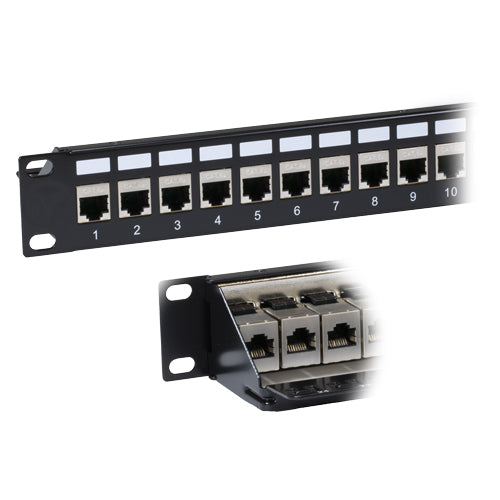 24 Port Cat6a 1u Unloaded Keystone patch panel