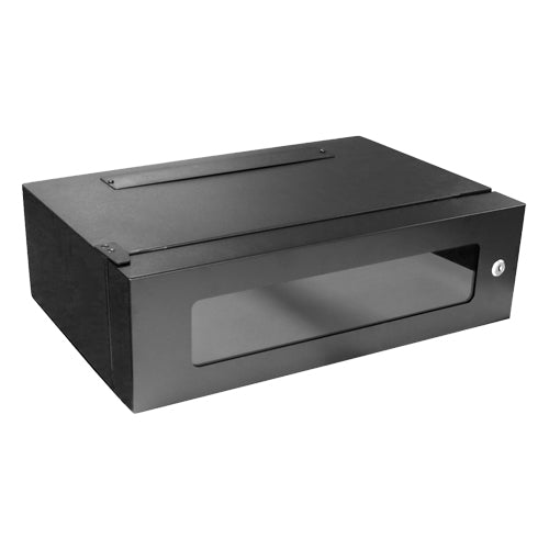 4u x 360mm Deep Lockable Wall Box 19 inch Black Glass Door