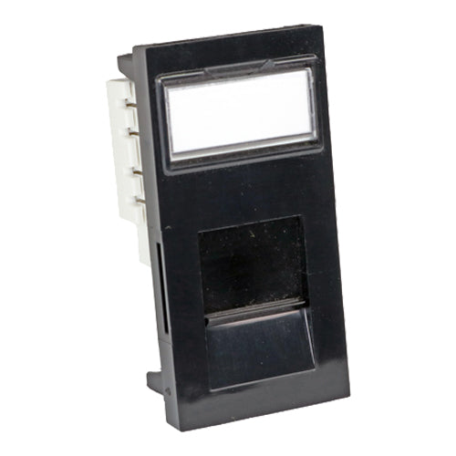 Cat6 UTP Shuttered Low Profile Flat Module 25mm x 50mm Black