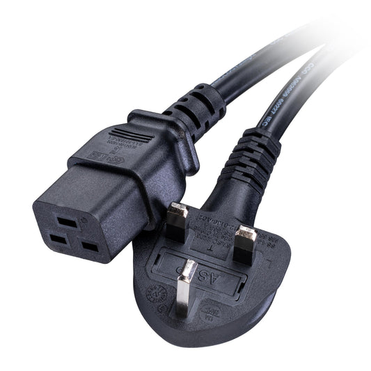 UK (13Amp) - IEC C19 Black PVC 1.5mm Power Lead