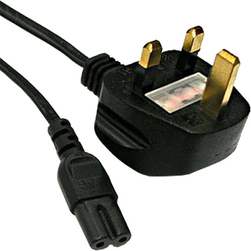 UK (3Amp) - IEC C7 Figure of 8 Black PVC 0.75mm Power Lead