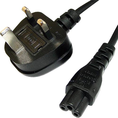 UK (5Amp) - IEC C5 Cloverleaf Black PVC 0.75mm Power Lead